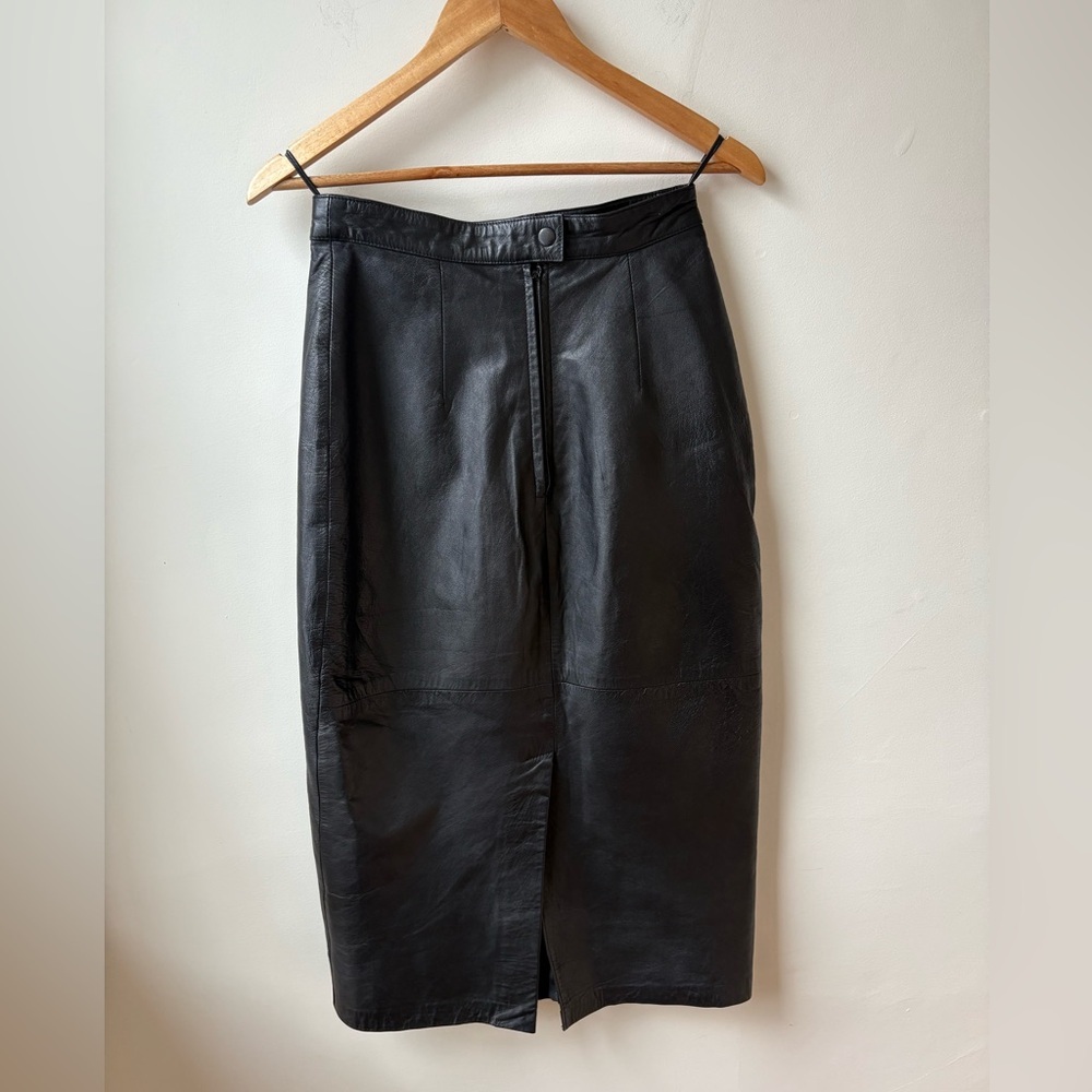 Vintage Leather Midi Skirt​ - Picture 3 of 12